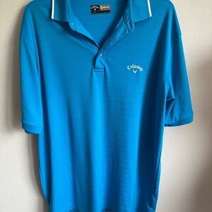 Men’s Blue Callaway Opti-Dri Textured Golf Polo Shirt Size L